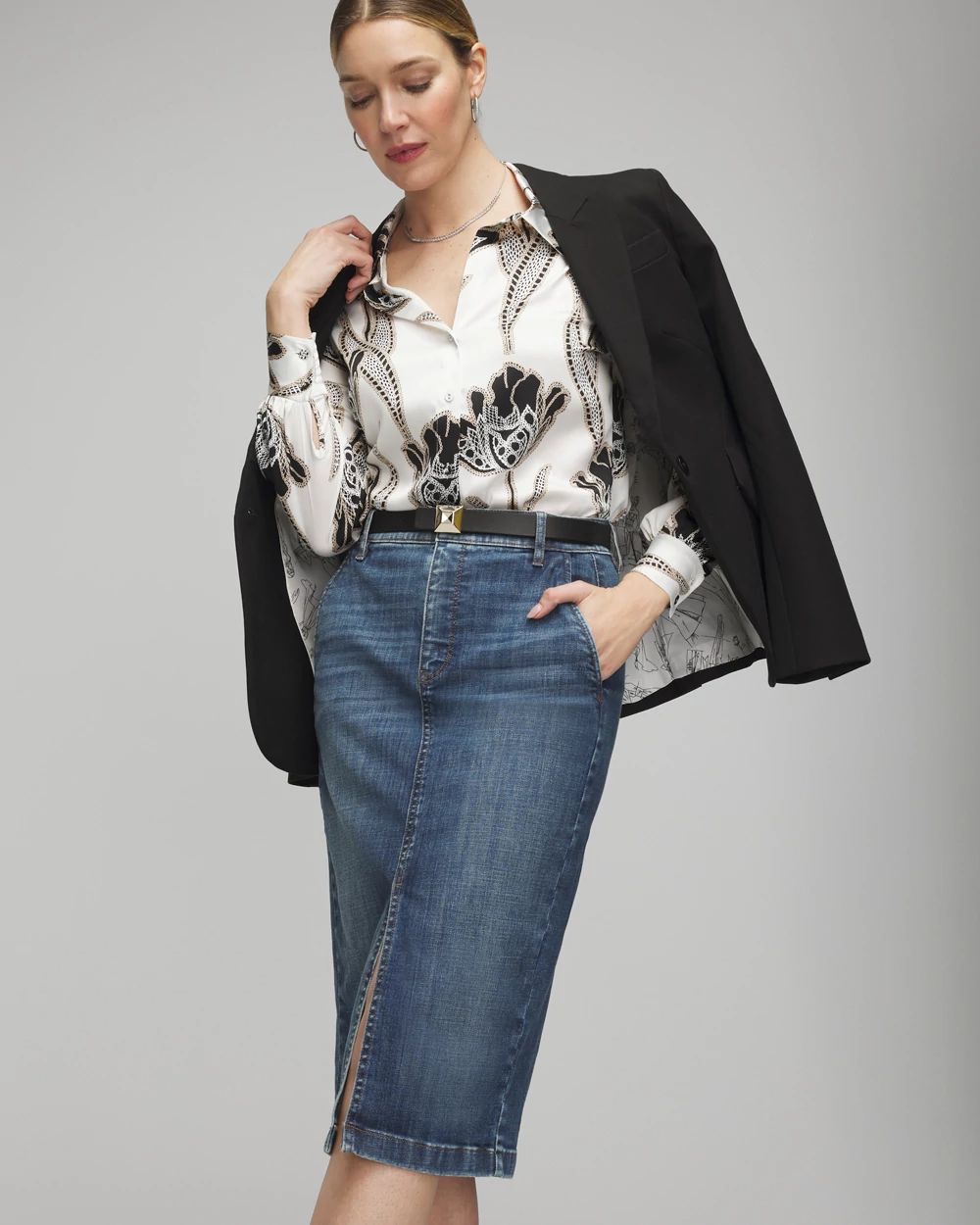 Denim Midi Skirt | White House Black Market